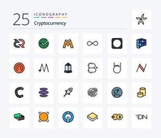 cryptogeld 25 lijn gevulde icoon pak inclusief munteenheid. cryptovaluta. crypto munteenheid. blockchain. crypto valuta vector