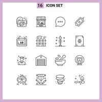 schets pak van 16 universeel symbolen van oktober herfst bubbel label markt bewerkbare vector ontwerp elementen
