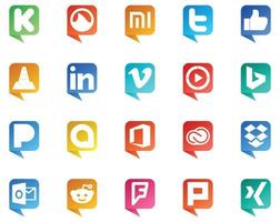 20 sociaal media toespraak bubbel stijl logo Leuk vinden kantoor Pandora speler bing ramen media speler vector