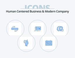 menselijk gecentreerd bedrijf en modern bedrijf blauw icoon pak 5 icoon ontwerp. kaart. gebruiker. jaar. ID kaart. scherp vector