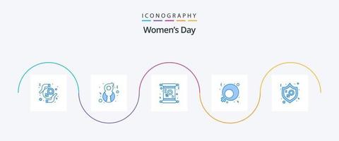 vrouwen dag blauw 5 icoon pak inclusief feminisme. geslacht. vrouw. feminisme. nodig uit vector