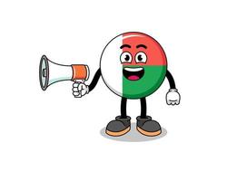 Madagascar vlag tekenfilm illustratie Holding megafoon vector
