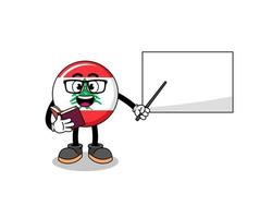 mascotte tekenfilm van Libanon vlag leraar vector