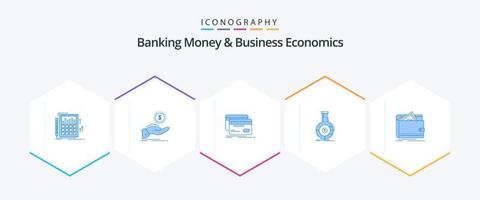 bank geld en bedrijf economie 25 blauw icoon pak inclusief bankieren. analyse. financiën. financiën. credit vector