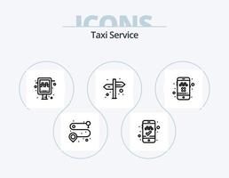 taxi onderhoud lijn icoon pak 5 icoon ontwerp. taxi telefoongesprek. taxi stellage. kaart. taxi. cabine vector