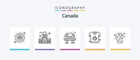 Canada lijn 5 icoon pak inclusief inukshuk. herfst. winter. sneeuw. creatief pictogrammen ontwerp vector