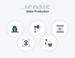 video productie vlak icoon pak 5 icoon ontwerp. bliksem. verlichting. verzinnen. professioneel artiest. beroemdheid vector