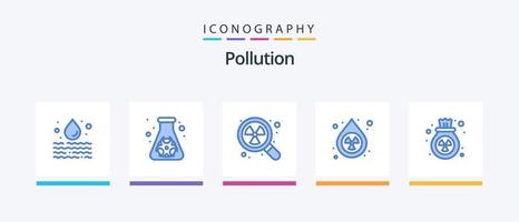 verontreiniging blauw 5 icoon pak inclusief vervuiling. vervuiling. nucleair. omgeving. schoon. creatief pictogrammen ontwerp vector