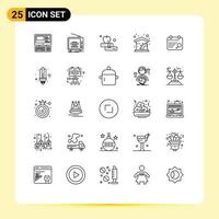 voorraad vector icoon pak van 25 lijn tekens en symbolen voor plan kalender TV beheer economie bewerkbare vector ontwerp elementen