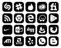 20 sociaal media icoon pak inclusief voerbrander vooruitzichten rss Nike google Speel vector