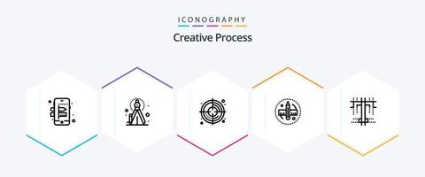 creatief werkwijze 25 lijn icoon pak inclusief . type. werkwijze. werkwijze. gereedschap vector