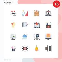 16 vlak kleur concept voor websites mobiel en apps geest flowchart beheer ontwikkeling codering bewerkbare pak van creatief vector ontwerp elementen