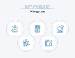 navigatie blauw icoon pak 5 icoon ontwerp. plaats. online. winkelen. online. pin vector