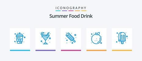 zomer voedsel drinken blauw 5 icoon pak inclusief . ijs room. citrus. voedsel. oranje. creatief pictogrammen ontwerp vector
