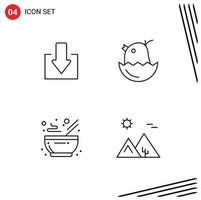 4 lijn concept voor websites mobiel en apps pijl keuken kip gelukkig Arabië bewerkbare vector ontwerp elementen