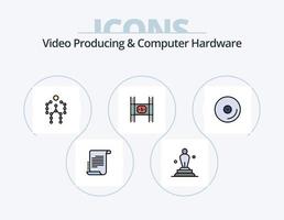 video produceren en computer hardware lijn gevulde icoon pak 5 icoon ontwerp. praten. persoon. actie. menselijk. Filmklapper vector