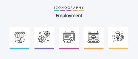 werk lijn 5 icoon pak inclusief betaling. contant geld. presentatie. Rechtsaf. Mens. creatief pictogrammen ontwerp vector