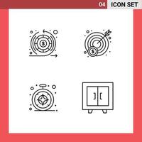 universeel icoon symbolen groep van 4 modern gevulde lijn vlak kleuren van verdiensten safari garantie doelwit meubilair bewerkbare vector ontwerp elementen