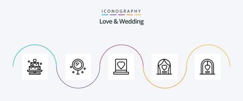liefde en bruiloft lijn 5 icoon pak inclusief liefde. boog. bruiloft. passie. liefde vector