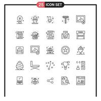 voorraad vector icoon pak van 25 lijn tekens en symbolen voor pak melk vol foto favoriete bewerkbare vector ontwerp elementen