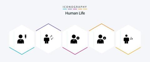 menselijk 25 glyph icoon pak inclusief menselijk. lichaam. volgen. avatar. De volgende vector