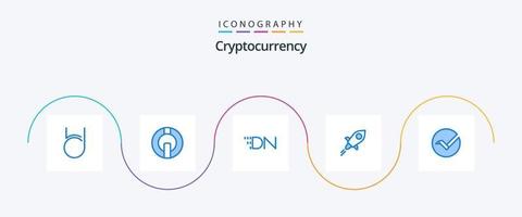 cryptogeld blauw 5 icoon pak inclusief munt. lijn. digitaal Opmerking. crypto munteenheid. lumen vector