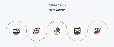 meldingen lijn gevulde vlak 5 icoon pak inclusief uit. alarm. hart. alert. laptop vector