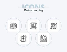 online aan het leren lijn icoon pak 5 icoon ontwerp. kalender. doc het dossier. online studie. doc verlenging. medaille vector