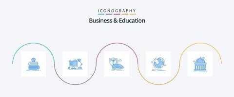 bedrijf en onderwijs blauw 5 icoon pak inclusief Ontdek. wereldbol. lamp. veiligheid. verzekering vector