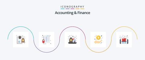 accounting en financiën vlak 5 icoon pak inclusief winst. geld. zeker. hand. zorg vector