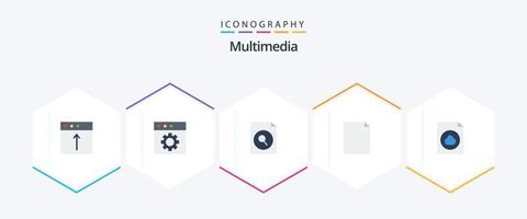 multimedia 25 vlak icoon pak inclusief . het dossier. het dossier. document. bladzijde vector