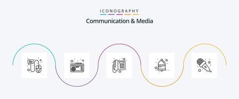 communicatie en media lijn 5 icoon pak inclusief microfoon. melden. geluid. kennisgeving. telefoon vector