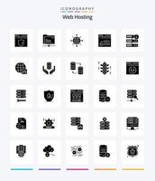 creatief web hosting 25 glyph solide zwart icoon pak zo net zo web. onderhoud. opslag. ontwikkeling. server vector