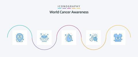wereld kanker bewustzijn blauw 5 icoon pak inclusief wereld. dag. bloed. kanker. bewustzijn vector