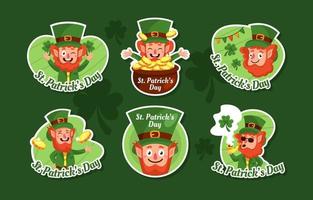 st patricks dag kabouter stickerset vector