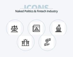 naakt politiek en FinTech industrie lijn icoon pak 5 icoon ontwerp. nucleair. bom. politicus. nieuws. hoax vector