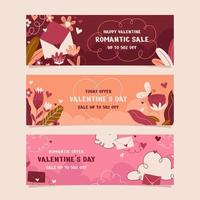 hand getrokken valentijn banner set vector