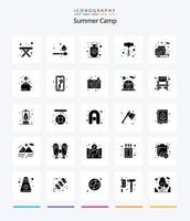 creatief zomer kamp 25 glyph solide zwart icoon pak zo net zo Koken. camper. gas. camping. macht gereedschap vector