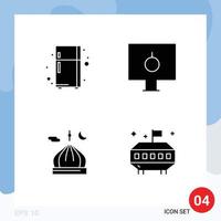 modern reeks van 4 solide glyphs pictogram van elektronisch apparaat masjid slot pc maan bewerkbare vector ontwerp elementen