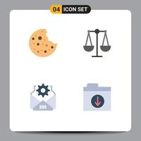 4 vlak icoon concept voor websites mobiel en apps voedsel downloaden balans mail map bewerkbare vector ontwerp elementen