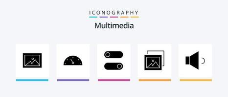 multimedia glyph 5 icoon pak inclusief . schakelaar. volume. geluid. creatief pictogrammen ontwerp vector
