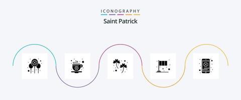 heilige Patrick glyph 5 icoon pak inclusief patrick. vlag. dag. festival. Patrick vector