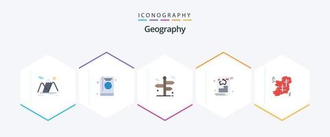 geo- grafisch 25 vlak icoon pak inclusief artikel. blog. wereldbol. reis. reizen vector