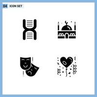 4 gebruiker koppel solide glyph pak van modern tekens en symbolen van biologie acteren fysica moskee persona bewerkbare vector ontwerp elementen
