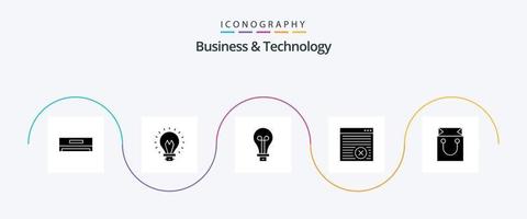 bedrijf en technologie glyph 5 icoon pak inclusief . winkelen. browser. kleinhandel. zak vector