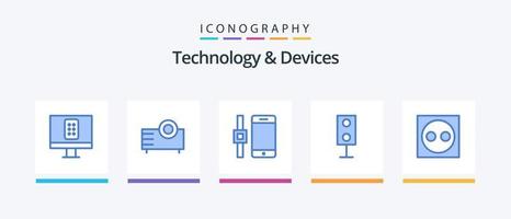 apparaten blauw 5 icoon pak inclusief elektrisch. technologie. aansluiten. spreker. elektronica. creatief pictogrammen ontwerp vector