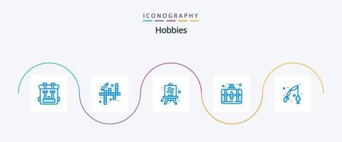 hobby's blauw 5 icoon pak inclusief hobby's. vis. ezel. hobby. zak vector