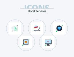 hotel Diensten vlak icoon pak 5 icoon ontwerp. . internetten. stomen. hotel. onderhoud vector