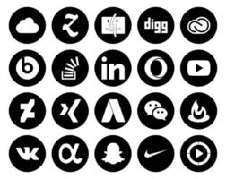 20 sociaal media icoon pak inclusief xing video voorraadoverloop youtube linkedin vector
