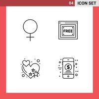 4 creatief pictogrammen modern tekens en symbolen van vrouw hart vrij toegang vrij geld bewerkbare vector ontwerp elementen